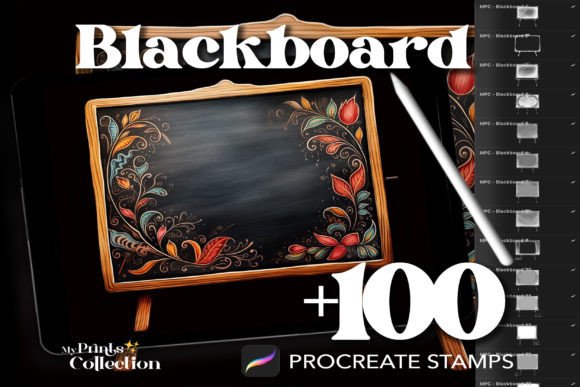 100 Procreate Blackboard Stamps