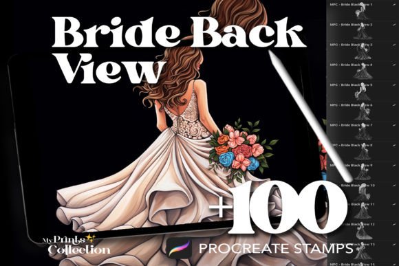 100 Procreate Bride Back View Stamps
