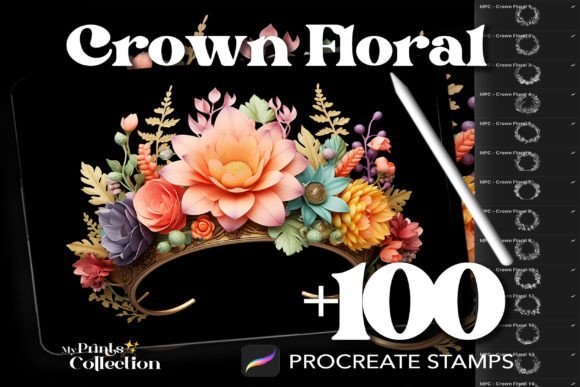 100 Procreate Crown Floral Stamps