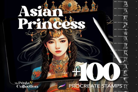 100 Procreate Princess Asian Stamps