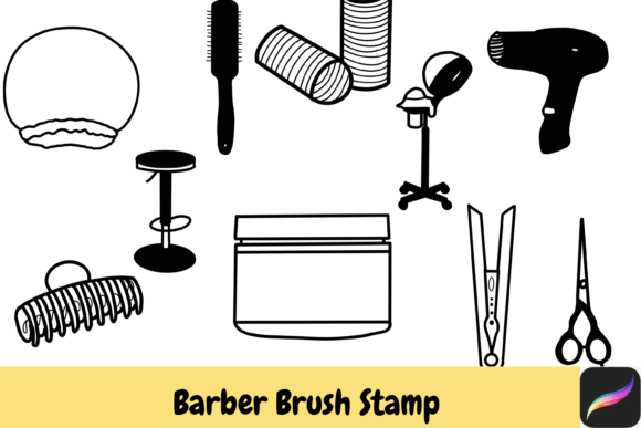 Enhancing Digital Illustrations with Barber Procreate Brush Stamps for iPad