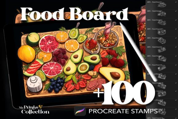 Evaluating 100 Procreate Food Board Stamps for Digital Illustration