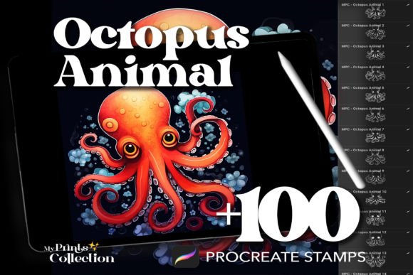 Exploring the Creative Potential of 100 Procreate Octopus Stamps for Digital Illustrators