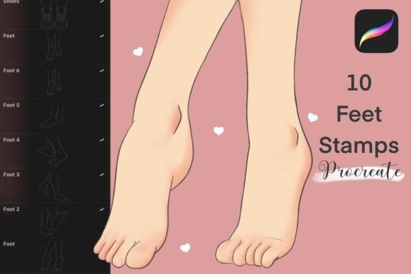 Master Character Design with 10 Procreate Stamps Feet Shapes