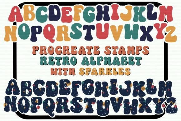 Procreate Retro Alphabet Letter Stamps