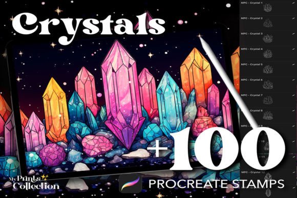 Transforming Digital Illustrations with 100 Procreate Crystal Stamps